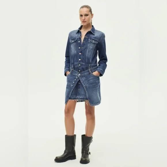 ZARA Layered Asymmetrical Denim Jean Dress - Picture 5 of 14